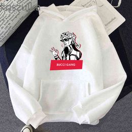 Mode jjba hoodie jojo's bizarre avontuur jolyne kujo grafische print hoody sweatshirt oversized hip-hop hoodies pullover tops y211122