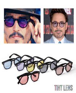 Fashion Johnny Depp Style Round Sunglasses Men Clear getinte lens merk ontwerpfeestje show zonnebril oculos de sol eyewear1351859