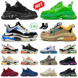 2024 Triple S Sneaker Men Mujeres Diseñador Plataforma de zapatillas de zapatillas Clear Black Blanco Gris Rojo Pink Blue Royal Neon Verde Casual Casual Traineros para mujeres