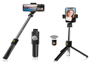 Moda K10 inalámbrico Bluetooth extensible Selfie Stick para iPhone Samsung teléfono xiaomi Mini trípode de mano Monopod Shutter2366158