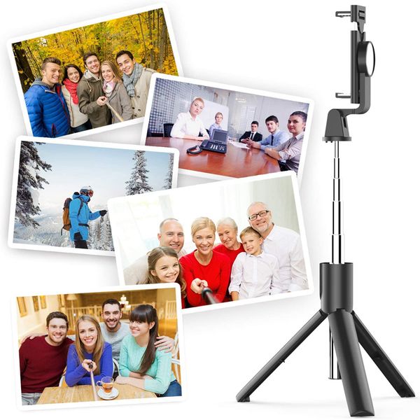 Moda K10 Inalámbrico Bluetooth Extensible Selfie Stick monopie para iPhone Samsung teléfono xiaomi Mini trípode Monopods de mano Obturador