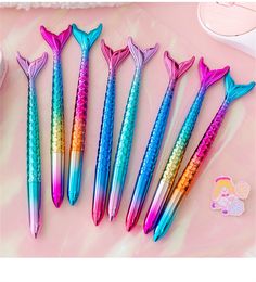 Stylos sirène colorés Kawaii, fournitures d'écriture pour étudiants, fournitures d'écriture mignonnes pour l'école et le bureau, cadeau à la mode pour filles