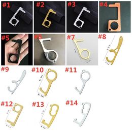 fashion Key chain metal Non-Contact Door Opener chain anti touch key chain Door Handle Key Elevator Tool 14style