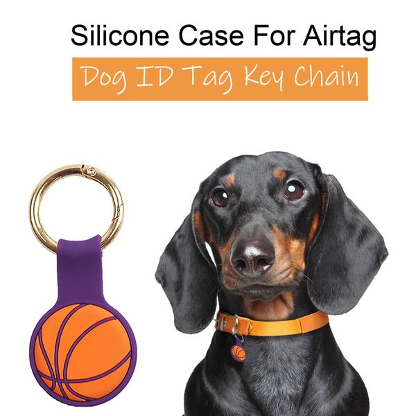 Anillos de llavero de moda Estuches protectores de silicona para Airtag Dispositivo de seguimiento anti-perdida Buscador de localizador Bolsas Diy Etiqueta de collar de perro para mascotas Llavero de béisbol de fútbol