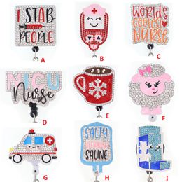 Mode Sleutelhangers Medische NICU Ambulance Arts Legering Strass Intrekbare ID Badge Houder Reel Voor Verpleegkundige Gift Decoratie