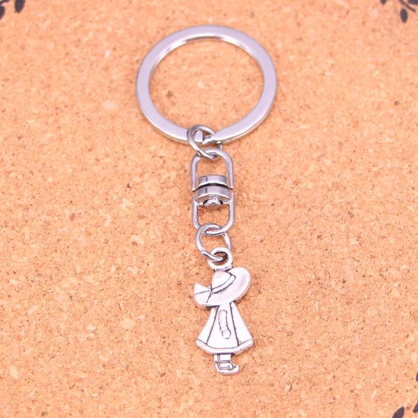 LLavero de moda 12*24mm sombrero de niña colgantes DIY joyería coche llavero con anilla soporte recuerdo para regalo