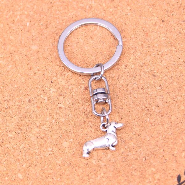 Mode porte-clés 20*15mm chien teckel pendentifs bijoux à bricoler soi-même voiture porte-clés porte-anneau Souvenir pour cadeau