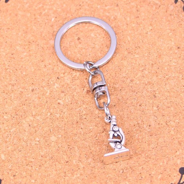 LLavero de moda 21*11*8mm microscopio instrumento colgantes DIY joyería coche llavero anillo titular recuerdo para regalo