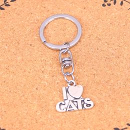 Mode sleutelhanger 23*21mm ik hou van katten hangers diy sieraden auto sleutelhanger ringhouder souvenir voor cadeau