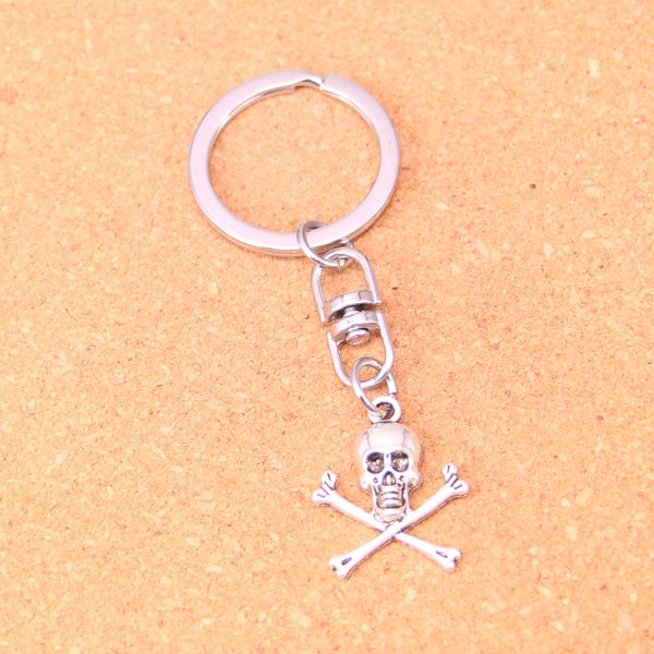 Mode porte-clés 24*19mm crâne squelette os pendentifs bijoux à bricoler soi-même voiture porte-clés porte-anneau Souvenir pour cadeau