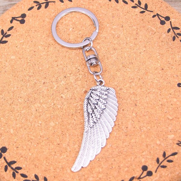 LLavero de moda 55*19mm alas de ángel colgantes DIY joyería coche llavero anillo titular recuerdo para regalo