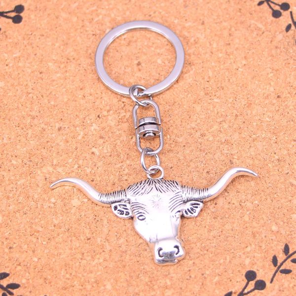 Mode porte-clés 60*31mm longhorn tête de taureau pendentifs bijoux à bricoler soi-même voiture porte-clés porte-anneau Souvenir pour cadeau