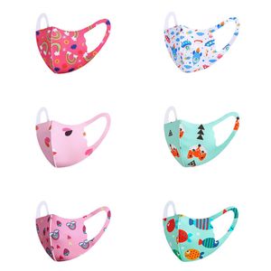 Moda Niño Máscara de algodón Dibujos animados Patrón de impresión colorido Antipolvo Transpirable Protector solar Lavable Niñas Niños Máscaras Diseñador Niños Mascarilla