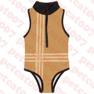 Mode enfant maillots de bain une pièce Bikini fermeture éclair conception maillot de bain pour enfants Plaid Logo enfants maillot de bain