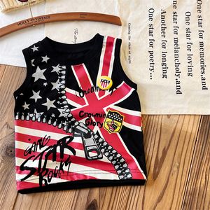 Fashion Kids America Flag Imprimé T-shirt Enfants d'été sans manches en détresse Top Fashion Girls Designer Clothing Z8012