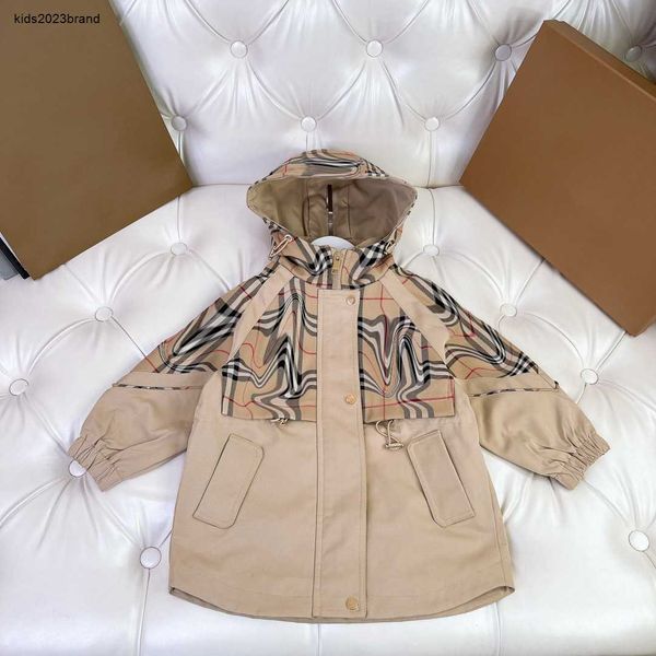Moda niños otoño abrigo bebé chaqueta con capucha tamaño 100-160 CM diseño de empalme superior e inferior rompevientos de primavera para niña niño Sep20