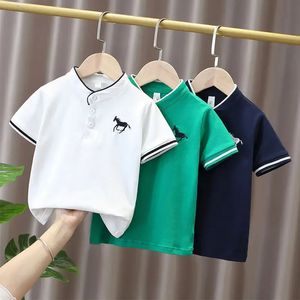 Fashion Biets Biets Polo Shirts Stand Collar Sport Child Boy Boy Summer Tocina suave algodón transpirable Ropa para niños Piedas 7-12y 240418