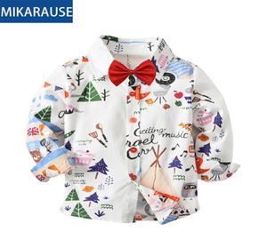 Fashion kids jongens shirts katoen print baby boy shirt met lange mouwen bloem witte blouses oxford peuter meisjes blouse casual shirt3966928