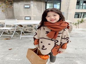 Mode enfants dessin animé ours pull pull garçons col rond manches longues tricoté pull filles vêtements 2022 printemps enfants irrégu3598727