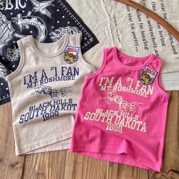 Fashion Kids Cartoon Letter Gedrukte T-shirt Designer Girls Badge Katoen Mouwloos Vest Zomer Kinderen Mouwloze noodlijdende top Z8015