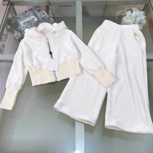 Fashion Kids Coat Set Velvet Material Logo Jacquard Girls Tracksuits Taille 100-150 cm Veste et pantalon à glissière Baby Zipper Veste de 100-150 cm