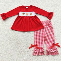 Moda Kids Diseñadora Diseñadora ¡Niñas Juegos de Navidad Boutique Baby Girl Clothing Being Boys Bisbing Outfits de jengibre bordado de algodón de algodón