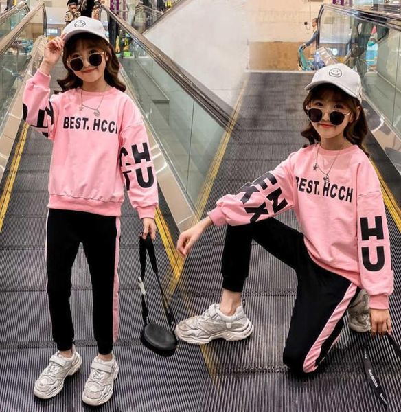 Moda Kids Girl Clothing 4 6 8 10 12 años Primavera Autumn Autumn New Sports Twopiece Outfits Children039s College Wind Leisure SE3650415