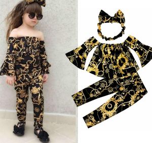 Fashion Kids Girl imprimé 3 PCS Set Topsheadwearpant Enfants décontractés Spring Summer Toddler Clothes1080800