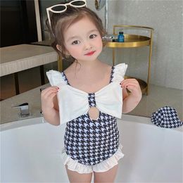 Fashion Kids Girls One Piece Swimwear Child Baby Baby Bikini Mouwlive Swimsuit Bowknot Chidren Beachwear Jumpsuit Swim Des