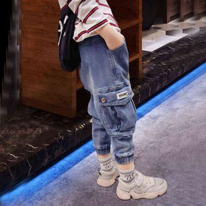 Mode kids jeans voor jongens kleding baby jongens zijzakken denim overalls broek kinderen studenten jongens broek hiphop 7 8 9 jaren G1220