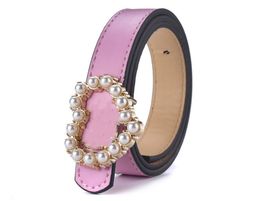 Fashion Kids Pearl Love Heart Smooth Buckle Belt ins Children Enfants Metal Letter Boucles PU Cuir Belts Boys Pantal