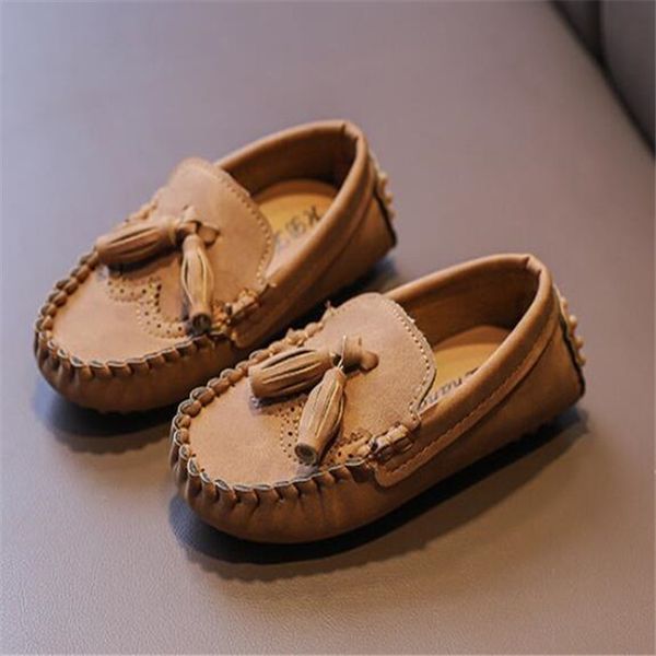 Mode enfants baskets chaussures décontractées pour enfants garçons filles chaussures en cuir mocassins classiques enfant en bas âge bébé gland frange bateau chaussures appartements