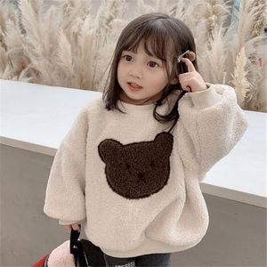 Fashion Kids Swechshirts Loose Boys Girls Filles Hoodies épaississer le trombe de laine d'agneau Tops enfants Vêtements bébé