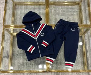 Mode Kids Tracksuits Multiclored Stripes Baby Jacket Suit maat 100-160 Splicing Design Design Hooded Coat en Zipper Pocket Pants 24feb20