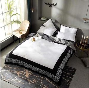 Mode Kingsize Designer Beddengoed Set Covers 4 Stuks Letter Bedrukt Katoen Zacht Dekbed Dekbedovertrek Luxe Queen Laken met P222a