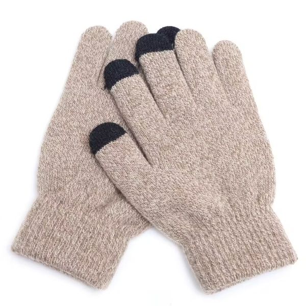 Gants épais tricotés à la mode pour écran tactile, résistants au froid, pour hommes et femmes, étui chaud pour le bout des doigts