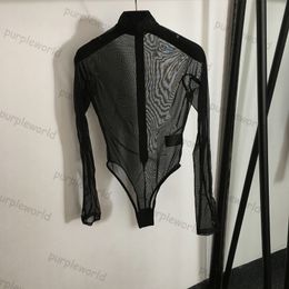 Brief sexy base shirt voor vrouwen mode jumpsuit slanke bodysuits transparant shirt