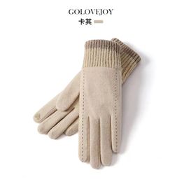 Gants de couleur unie tricotés à la mode pour hommes et femmes, gants d'hiver de haute qualité pour écran tactile, mitaines à cinq doigts pour smartphone
