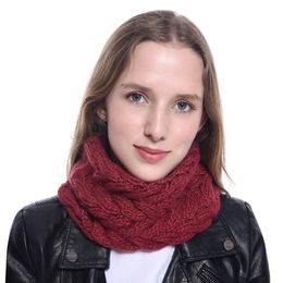 Mode tricoté câble anneau Snood écharpe femmes doux hiver infini foulards grossière laine cou cercle écharpe châle RRB15627