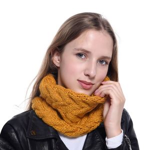 Mode tricoté câble anneau Snood écharpe femmes doux hiver infini foulards laine grossière cou cercle écharpe châle CPA4363 916