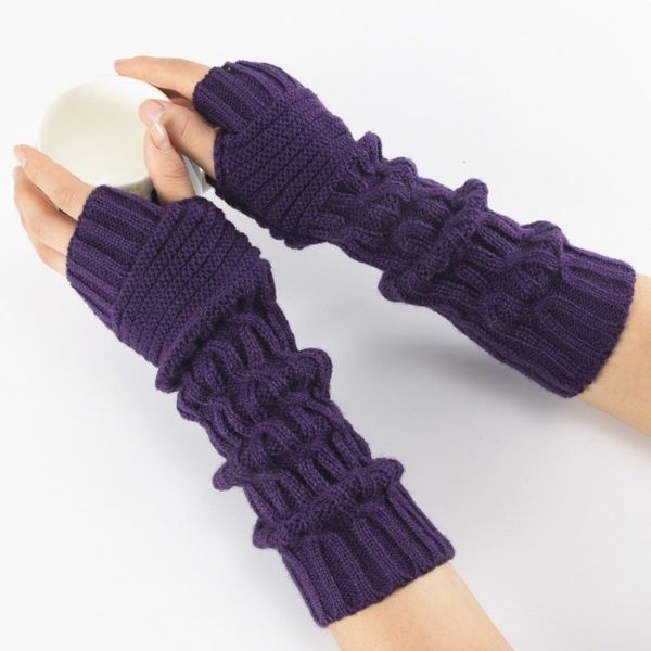 Mode Gebreide Halve Vinger Arm Covers Lange Vingerloze Wanten Winter Warme Handschoenen Manchet Pols Mouwen Warmers Voor Vrouwen