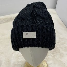 Bonnet de Ski tricoté à la mode pour femme, bonnet épais à brides de styliste, chapeau chaud d'hiver en fil épais