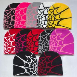 Moda tricô aranha web design chapéu para homens mulheres pulôver boné de pilha y2k goth gorro quente chapéus novo hip-hop boné de rua