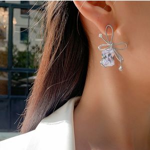 Pendientes de botón de diseño de nudo de moda para mujer dulce Bowknot cristal brillante pendiente de diamante anillos de oreja accesorios de joyería de boda para fiesta Dropshipping