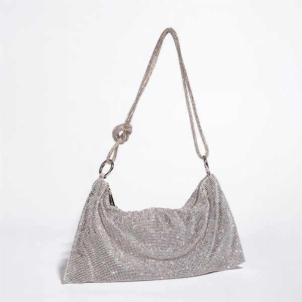 Mode noeud poignée strass soirée pochette 2021 cristal diamants dîner fête mariage sacs à main et sac à main Designer248v