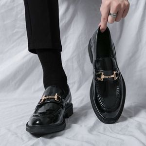 Fashion Korea Style Men's Lederen Loafers Business Summer Student Slip-on Black Dinner Moccasin Dress Shoes
