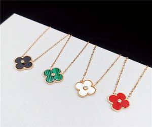 Mode Koreaanse 18K Rose Gold Green Clover hanger kettingen met kettingchoker roestvrijstalen ketting sieraden voor dames194M6837142