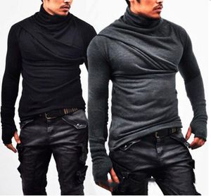 Mode Koreaanse Casual Heap Kraag Lange Mouwen Shirt Mannen Shirt Handschoen Mouwen Slim Fit T-shirt Lange Sectie Trui nieuwe ontwerp man 3736919