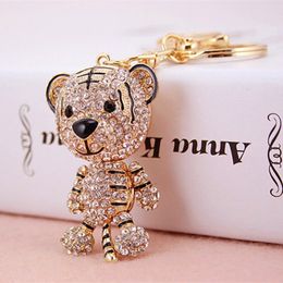 Fashion Korean Lovely Tiger Key Ring Personality Car Keychains Bag Charm Purse Pendant Cute Keyrings Animal Key Chain Wholesale Retails