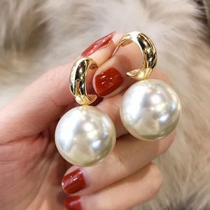 Fashion 12pair Korean Oversized Pearl Drop charms Earrings for Women Bohemian Round Wedding Earrings Jewelry